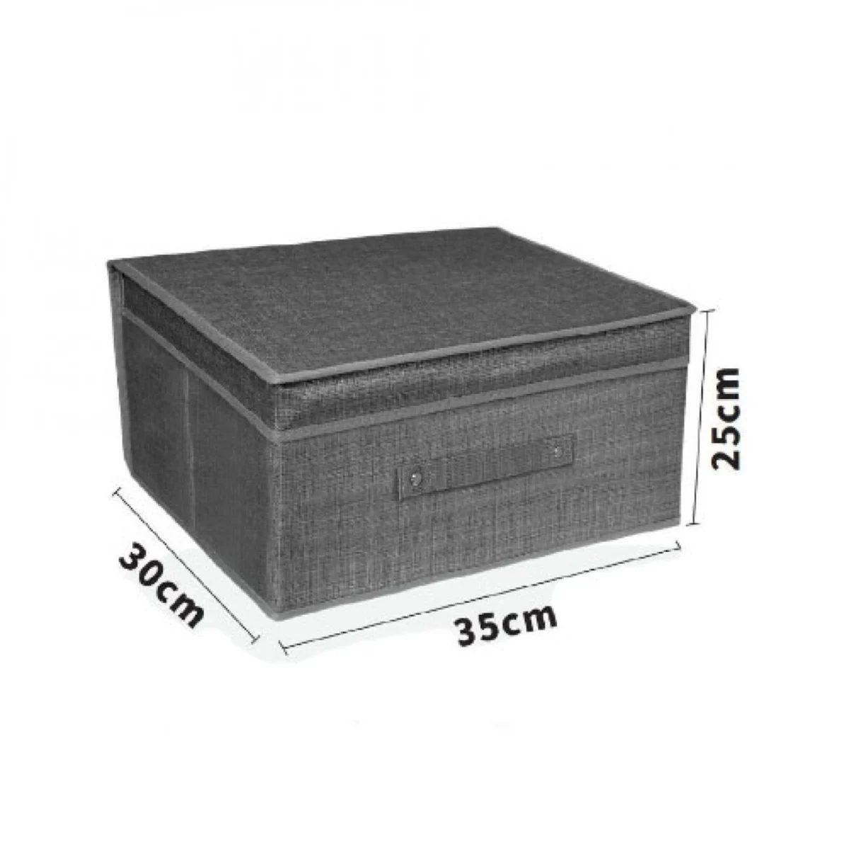Υφασμάτινο Κουτί Αποθήκευσης Γενικής Χρήσης Γκρί Mε Καπάκι - 35x30x25 cm