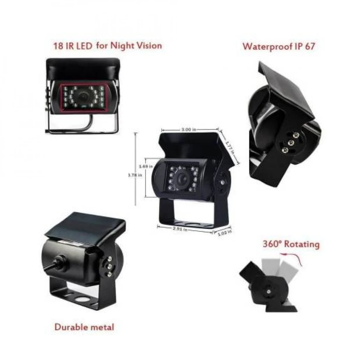 Heavy Duty Αδιάβροχη Κάμερα Οπισθοπορείας Αυτοκινήτου με Νυχτερινή Λήψη 12V/24V - Car Rear View Camera