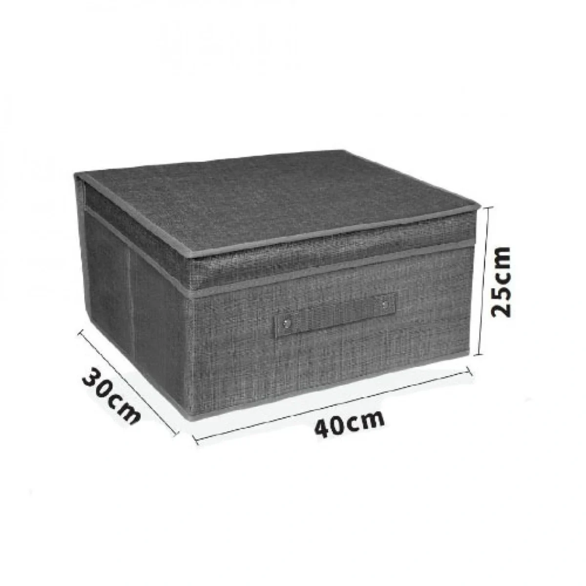 Υφασμάτινο Κουτί Αποθήκευσης Γενικής Χρήσης Γκρί Mε Καπάκι - 40x30x25 cm