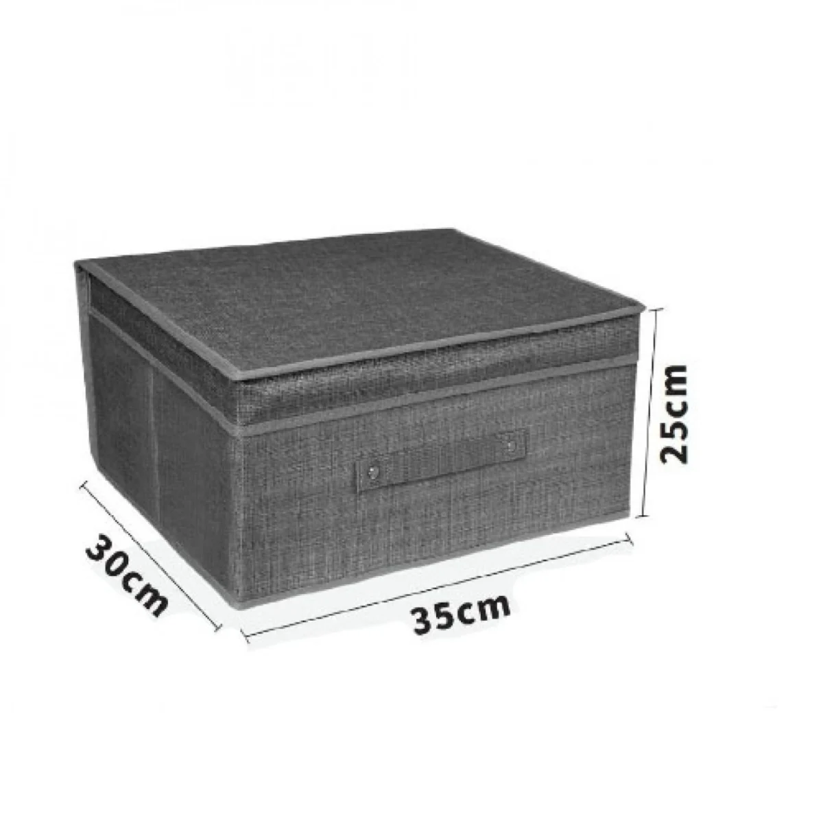 Υφασμάτινο Κουτί Αποθήκευσης Γενικής Χρήσης Γκρί Mε Καπάκι - 35x30x25 cm