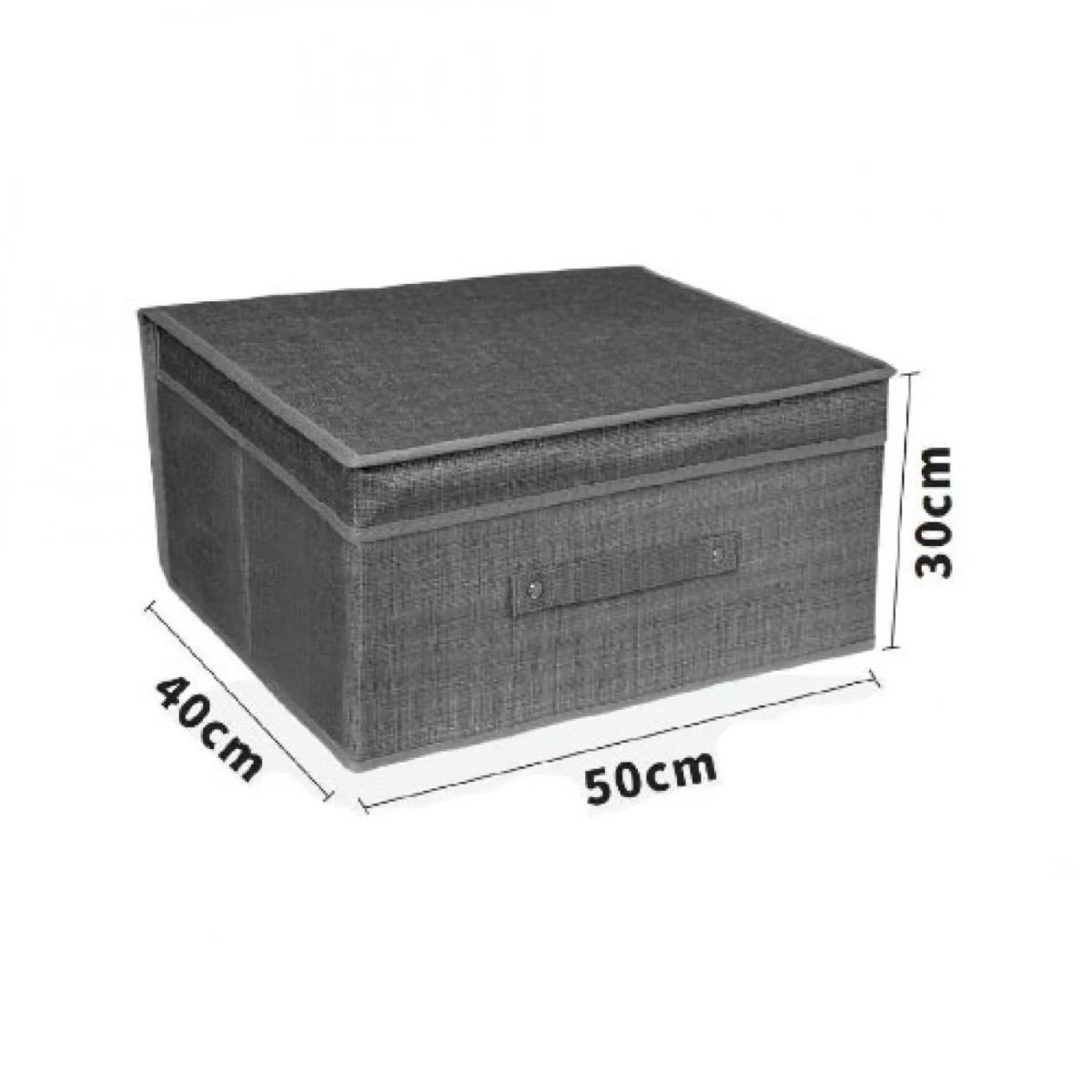 Υφασμάτινο Κουτί Αποθήκευσης Γενικής Χρήσης Γκρί Mε Καπάκι - 50x40x30 cm