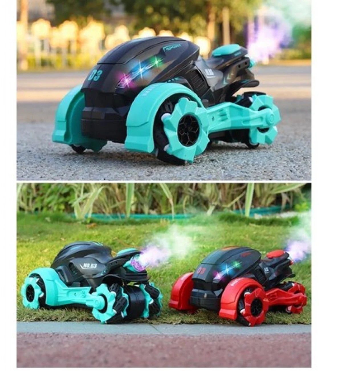 Αndowl® Τηλεκατευθυνόμενη Μοτοσυκλέτα Ακροβατικών Παντός Τερέν με Εφέ Ήχου & Ψεκασμού Νερού & Φ 2.4GHz Q-D3