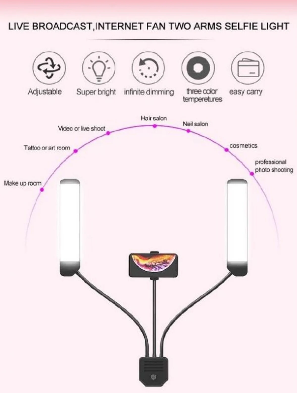 Φωτογραφικό Φωτιστικό Δαχτυλίδι 16cm με Βάση για Κινητό, Μανταλάκι για Τραπέζι & Γραφείο, Dimmer & 3 Χρώματα Φωτισμού - Ring Lamp Light