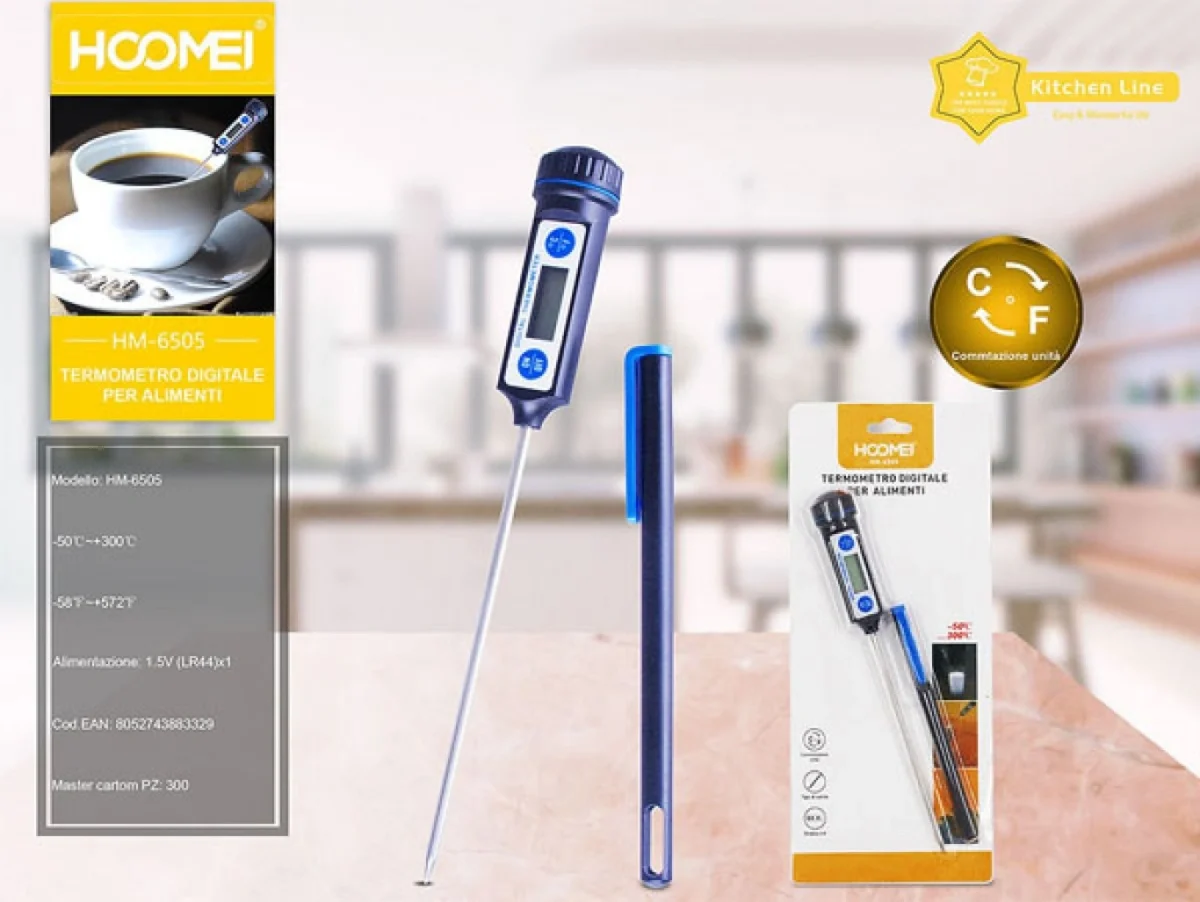 Ασύρματο Ψηφιακό Θερμόμετρο Μαγειρικής με Ακίδα Μπλέ -50°C / +300°C Hoomei HM-6505