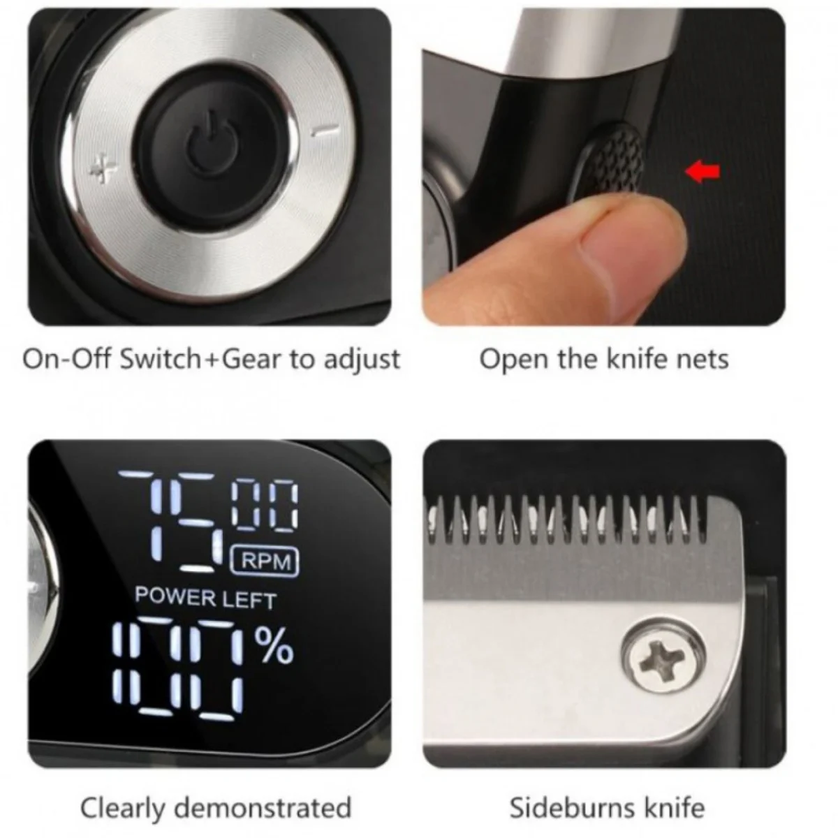 Επαναφορτιζόμενη Ξυριστική Μηχανή - Τρίμερ 5W με Διπλή Λεπίδα - LCD Οθόνη - 3 Ρυθμίσεις Στροφών & Τσαντάκι Μεταφοράς
