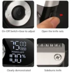 Επαναφορτιζόμενη Ξυριστική Μηχανή - Τρίμερ 5W με Διπλή Λεπίδα - LCD Οθόνη - 3 Ρυθμίσεις Στροφών & Τσαντάκι Μεταφοράς