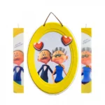 Σετ με 2 Λαμπάδες Παππούς - Γιαγιά με Κερί Πλακέ 4.5x29.5εκ και Ξύλινο Καδράκι 25x34εκ