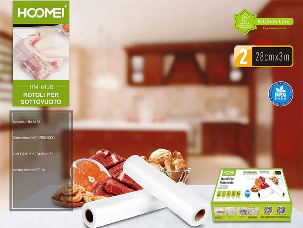 Σαγρέ Σακούλες για Συσκευές Vacuum 3mx28cm 2 Ρολά Hoomei HM-6138