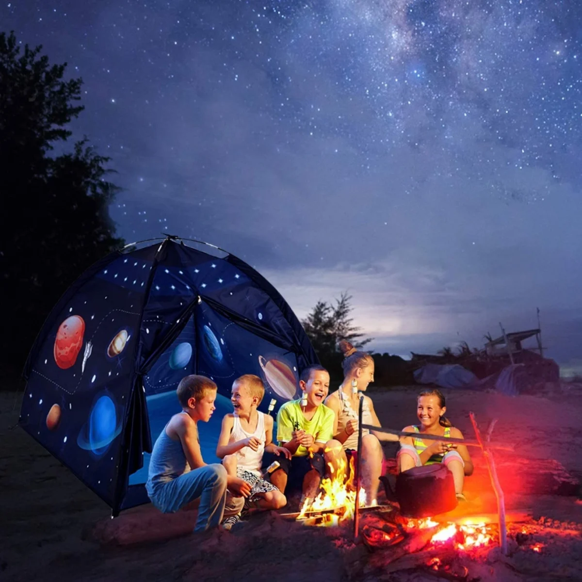 Παιδική Σκηνή Σύμπαν για Παιχνίδι με Γαλαξίες, Αστέρια & Πλανήτες του Ηλιακού Συστήματος 122x122x107cm έως 3 Παιδιά