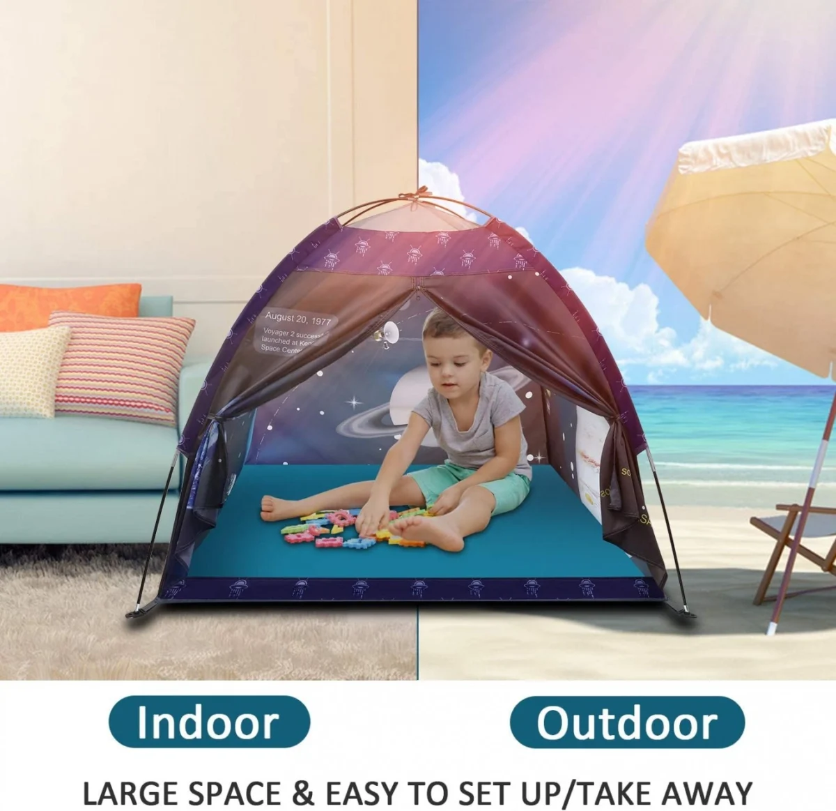 Παιδική Σκηνή Σύμπαν για Παιχνίδι με Γαλαξίες, Αστέρια & Πλανήτες του Ηλιακού Συστήματος 122x122x107cm έως 3 Παιδιά