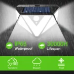 Αδιάβροχο Ηλιακό Φωτιστικό Τοίχου IP65 Για Εξωτερικό Κήπο IP65 Με 3 Λειτουργίες Φωτισμού,Γωνιακό φωτισμό 270º Για εξωτερικό Χώρο ARRANGO AT76158