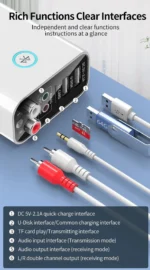 Andowl® Πομπός Ήχου Δέκτης 2RCA Aux Wireless Audio Adapter με Τηλεχειριστήριο & Υποστήριξη Κάρτας TF & USB Flashdrive Φορτιστής Τοίχου Κ16