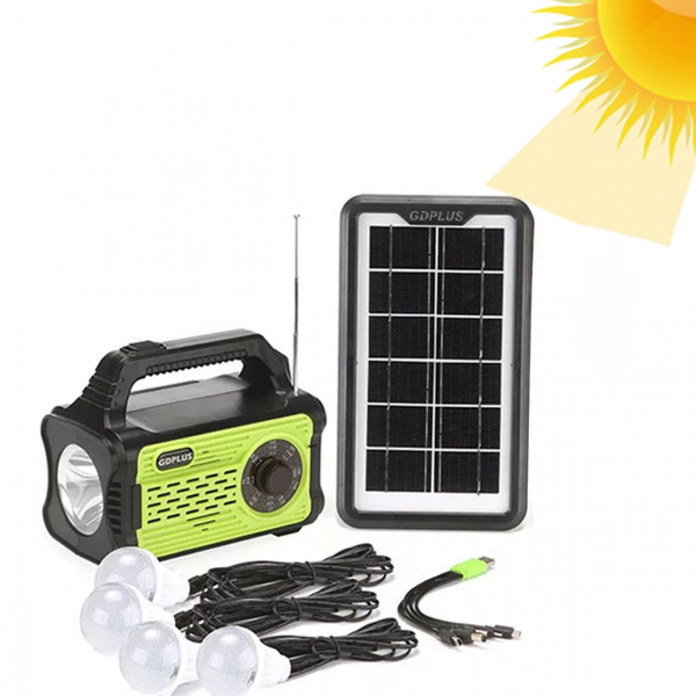 Ηλιακό Πακέτο Σύστημα Φωτισμού - Φακός - Φωτιστικό με Πάνελ - Φορτιστή & Ηχείο Ραδιόφωνο με 4 Λάμπες LED 150 Lumens Ηλιακό Πακέτο Σύστημα Φωτισμού - Φακός - Φωτιστικό με Πάνελ - Φορτιστή & Ηχείο Ραδιόφωνο με 4 Λάμπες LED 150 Lumens