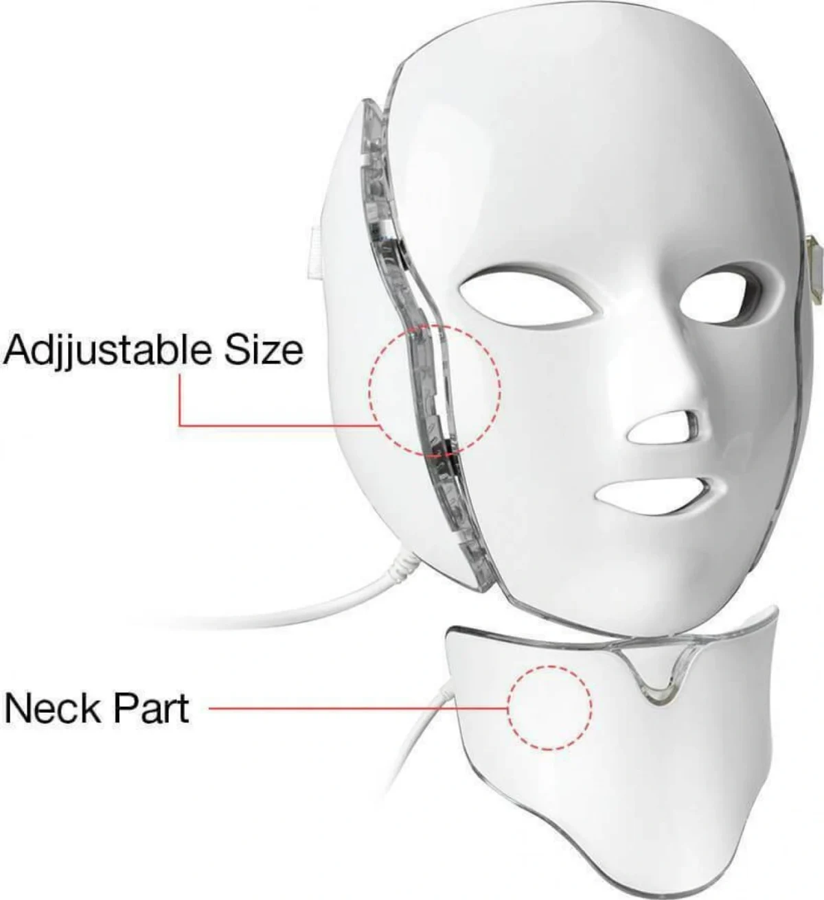 LED Μάσκα Φωτοθεραπείας Προσώπου-Λαιμού με 7 Χρώματα - Colorfull Led Beauty Mask