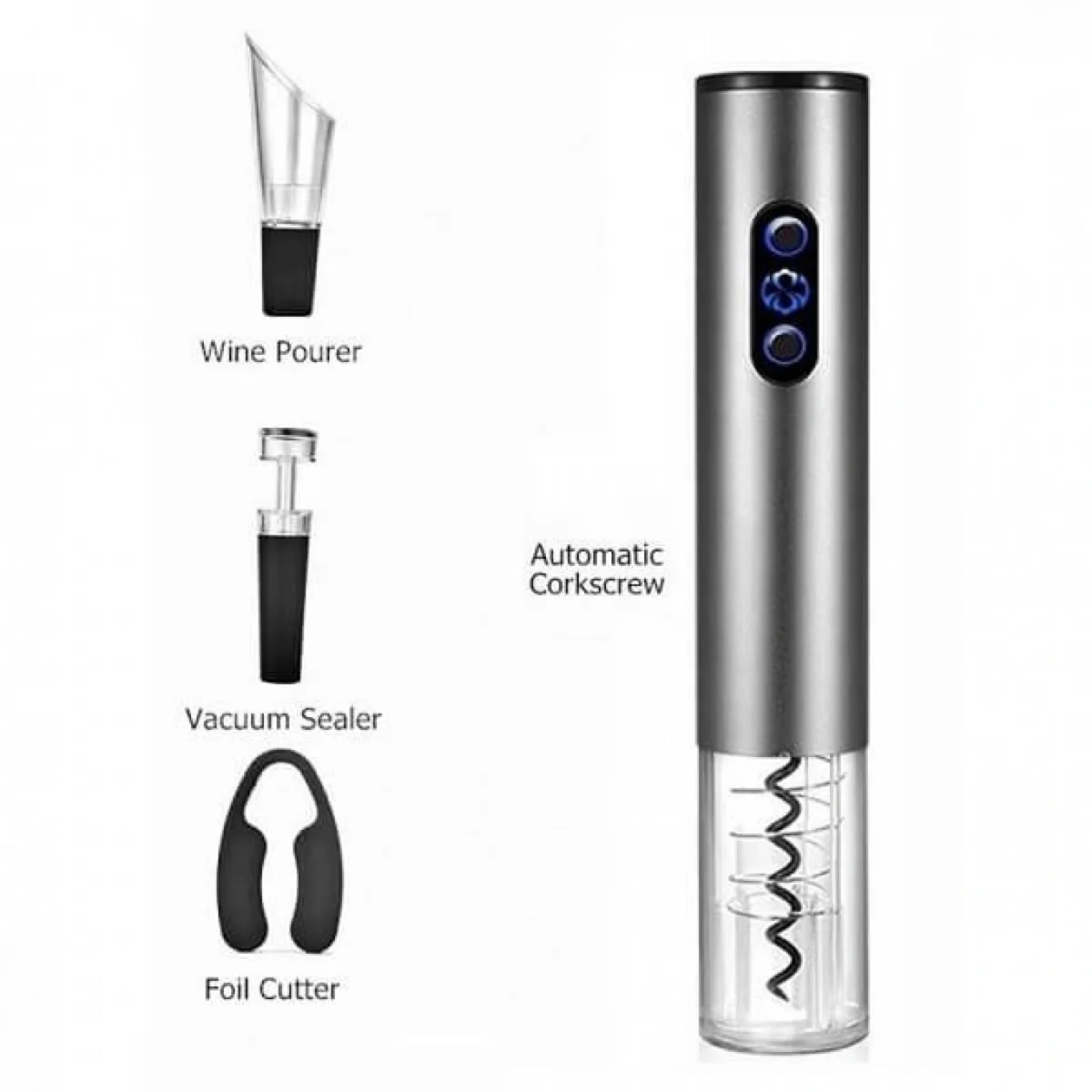 Σετ Κρασιού με Ηλεκτρικό Ανοιχτήρι με φωτισμό LED & 3 Αξεσουάρ - Electric Wine Opener