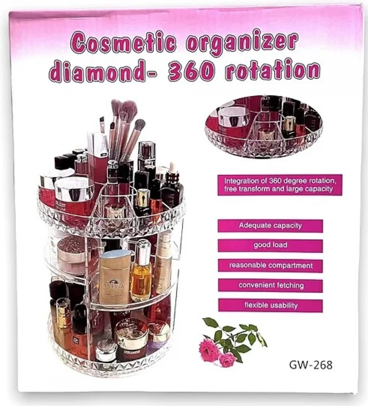 Βάση Οργάνωσης Καλλυντικών Πολλαπλών Θέσεων Περιστρεφόμενη 360° GW-268