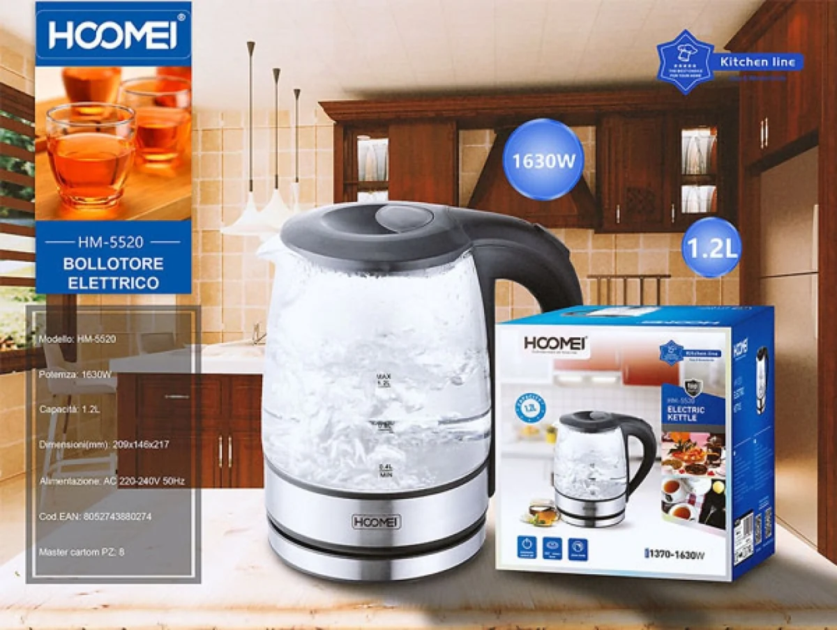 Βραστήρας νερού Inox 1.2lt 1630W Hoomei HM-5520