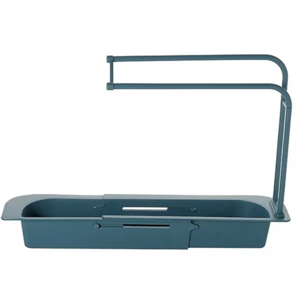 Τηλεσκοπικό Ράφι Νεροχύτη Κουζίνας με Καλάθι Αποθήκευσης - Στράγγισης για Σαπούνι και Σφουγγάρι - Holder Rag Towel Bar