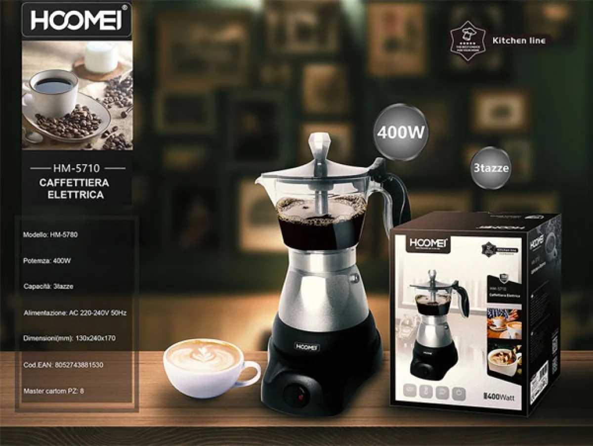 Ηλεκτρικό Μπρίκι Espresso 3cups 400W Μαύρο Hoomei HM-5710