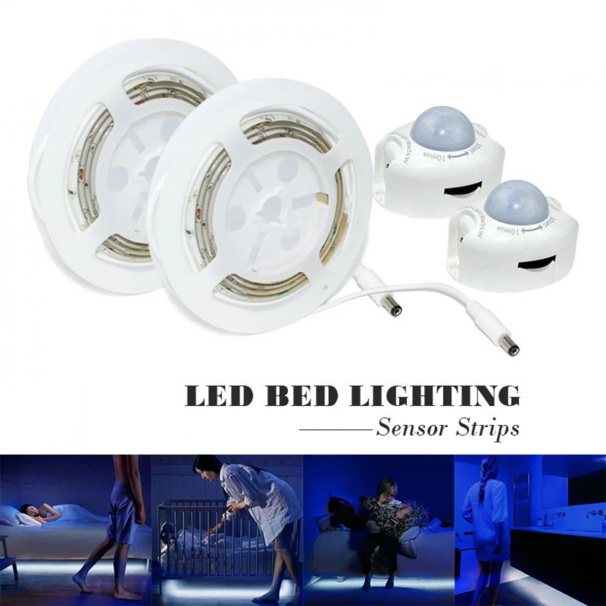 Σετ 2 Αυτοκόλλητες Ταινίες LED με Αισθητήρες Κίνησης 2x120cm Θερμού ή Ψυχρού Φωτισμού, Προγραμματισμό Χρόνου Απενεργοποίησης, 2.8W 260lm OEM