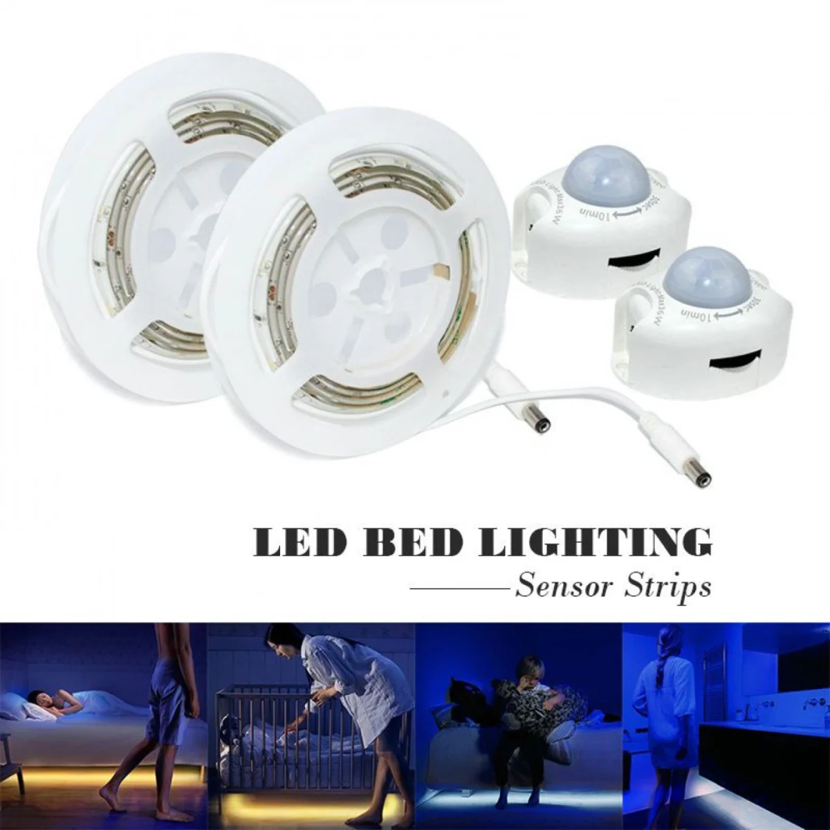 Σετ 2 Αυτοκόλλητες Ταινίες LED με Αισθητήρες Κίνησης 2x120cm Θερμού ή Ψυχρού Φωτισμού, Προγραμματισμό Χρόνου Απενεργοποίησης, 2.8W 260lm OEM
