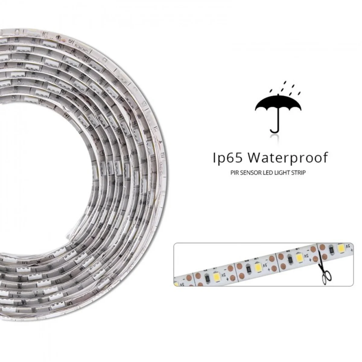 Σετ 2 Αυτοκόλλητες Ταινίες LED με Αισθητήρες Κίνησης 2x120cm Θερμού ή Ψυχρού Φωτισμού, Προγραμματισμό Χρόνου Απενεργοποίησης, 2.8W 260lm OEM