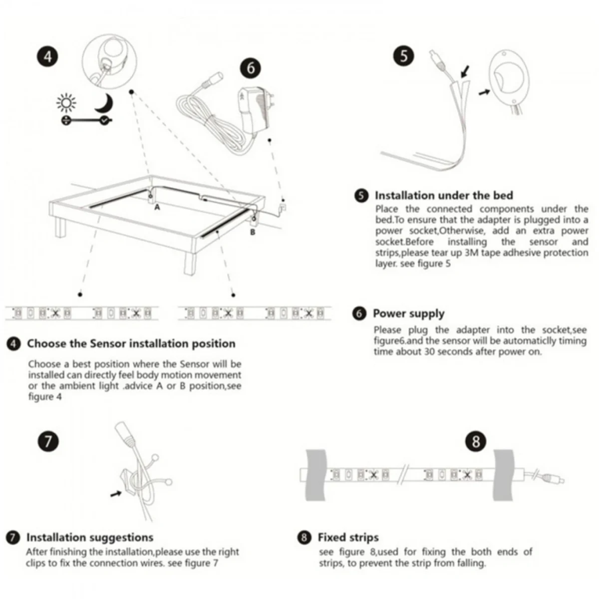 Σετ 2 Αυτοκόλλητες Ταινίες LED με Αισθητήρες Κίνησης 2x120cm Θερμού ή Ψυχρού Φωτισμού, Προγραμματισμό Χρόνου Απενεργοποίησης, 2.8W 260lm OEM