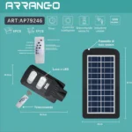 Αδιάβροχος Ηλιακός Προβολέας LED Φωτιστικό Δρόμου/Εξωτερικό Φως με Αισθητήρα Κίνησης Led 60W Solar Energy Panel IP65 AP79246