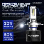 2x NOVSIGHT Aδιάβροχοι Λαμπτήρες LED H4 Φώτα Πορείας Λευκού Φωτισμού 360° 80W 14400LM 5500K A500 N16