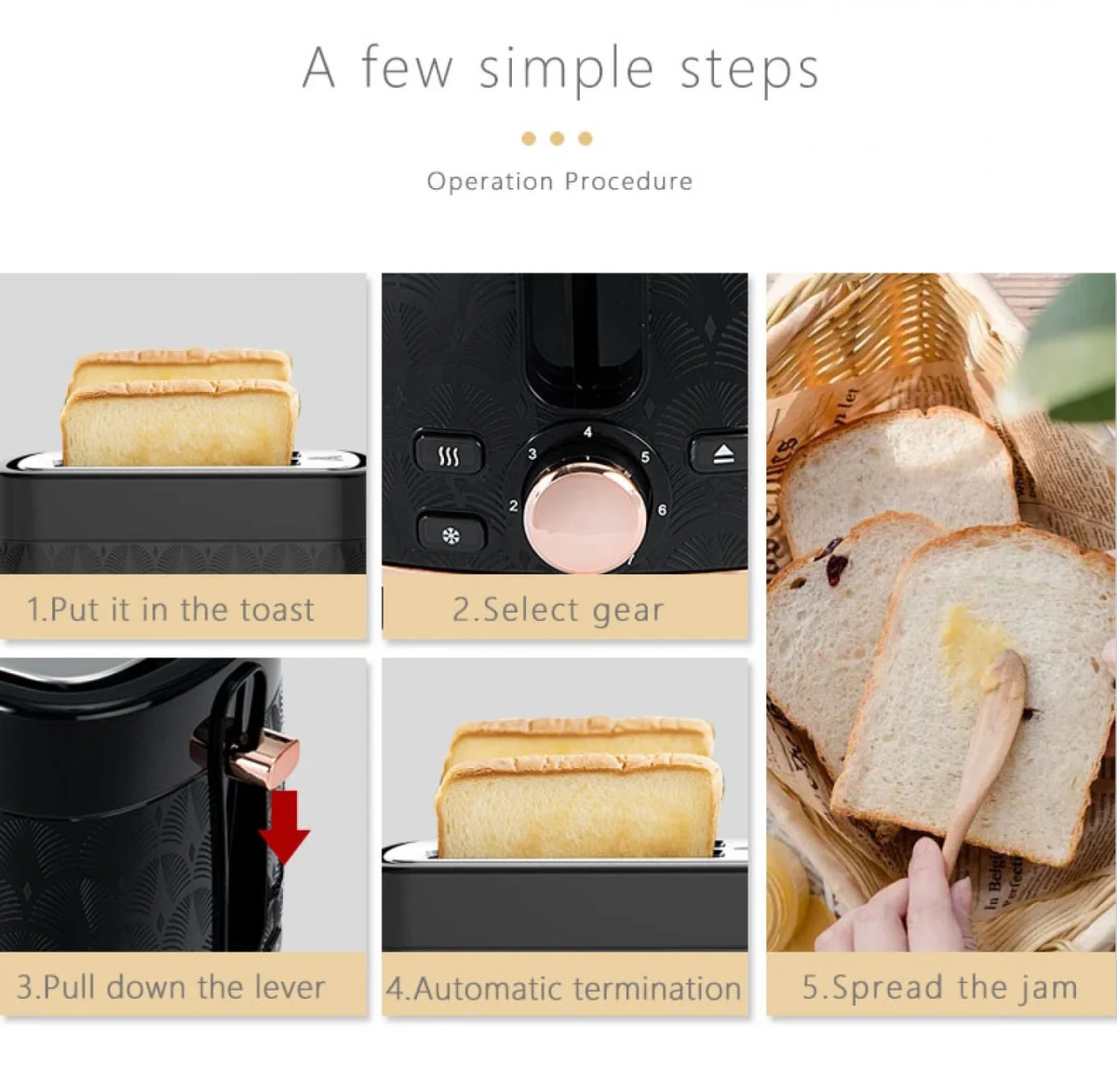 Φρυγανιέρα 2 Θέσεων 650W Inox Hoomei HM-5918 Με 6 Επίπεδα Ψησίματος