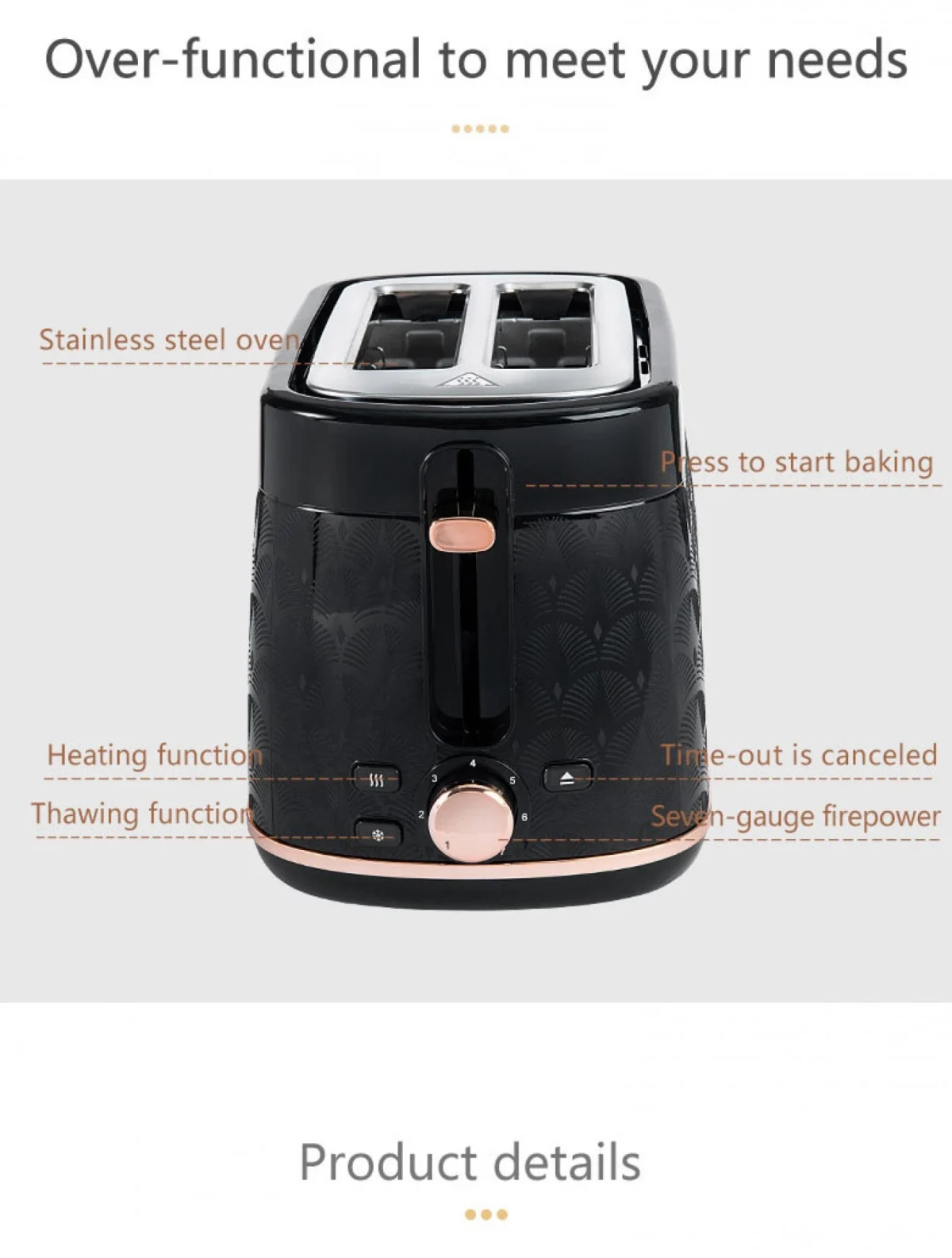 Φρυγανιέρα 2 Θέσεων 650W Inox Hoomei HM-5918 Με 6 Επίπεδα Ψησίματος