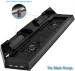 Dobe Κάθετη Διπλή Βάση Φόρτισης Χειριστηρίων PS4 & Stand με Ανεμιστήρα Κονσόλας με 3 x USB Θύρες Φόρτισης - PS4 Console Cooling Stand Dobe & Controller Charger