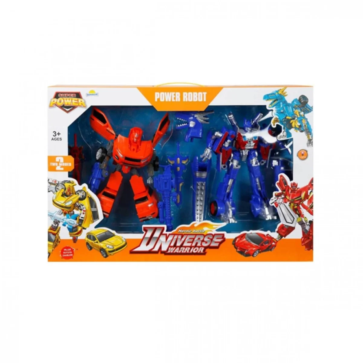 Σετ 2 τμχ Φιγούρες Robot που Μετατρέπονται σε Aυτοκίνητο και Δεινόσαυρο 41x38 cm