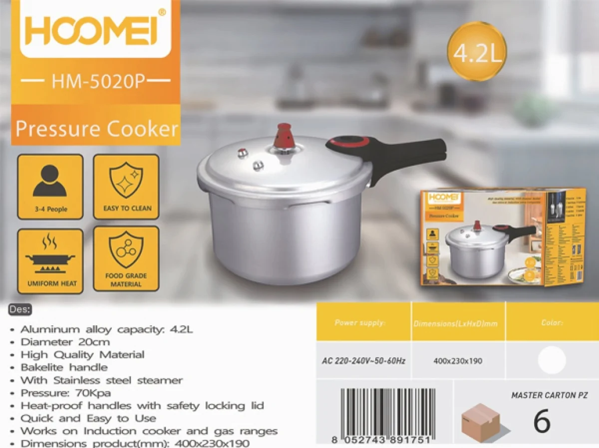 Χύτρα Ταχύτητος από Κράμα Αλουμινίου 4.2L Διάμετρο 20εκ