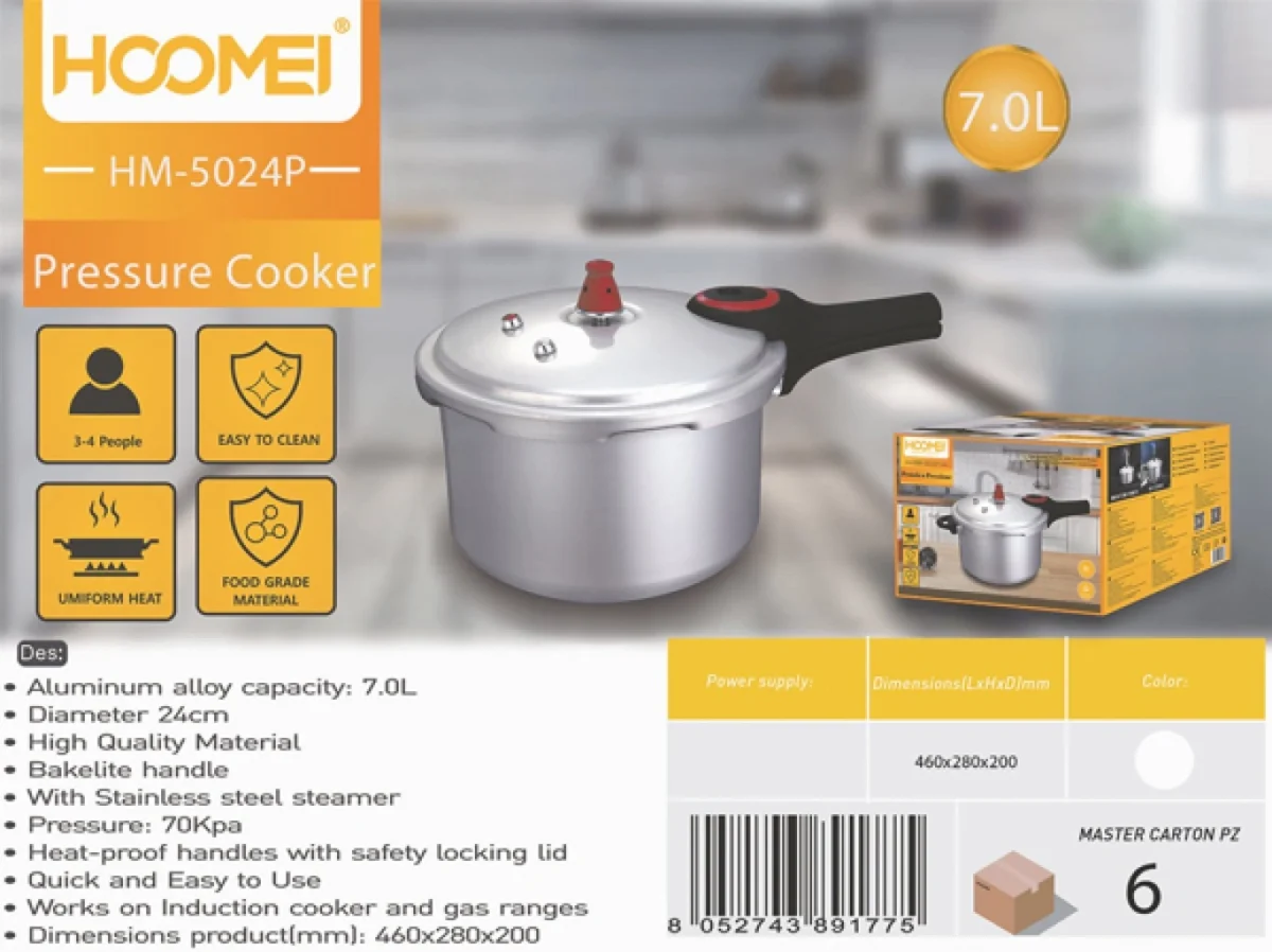 Χύτρα Ταχύτητος από Κράμα Αλουμινίου 7L Διάμετρο 24εκ