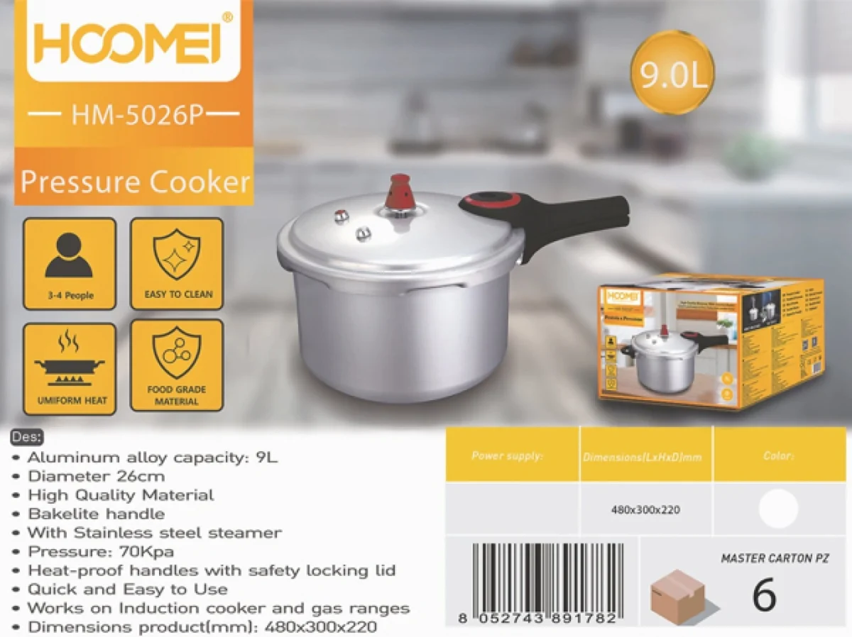 Χύτρα Ταχύτητος από Κράμα Αλουμινίου 9L Διάμετρο 26εκ