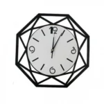 Οκτάγωνο Πλαστικό Μαύρο Ρολόι Τοίχου 39x39cm