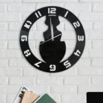 Πλαστικό Μαύρο Ρολόι Τοίχου με Φιγούρα Γάτας 39x39cm