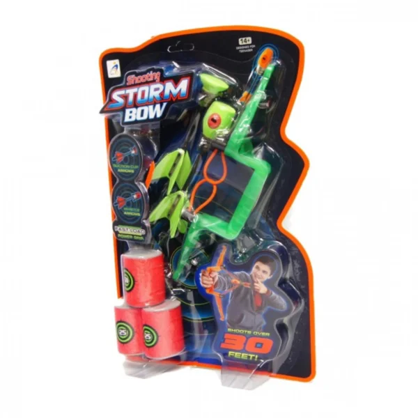 Σετ Παιχνίδι Τόξο Shooting Storm Bow Σε Πράσινο Χρώμα Πλαστικό Με 2 Βέλακια και 3 Στόχους