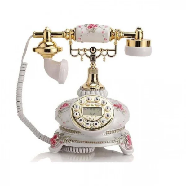 Ρετρό Τηλεφωνική Συσκευή με Οθόνη LCD Αντίκα Λευκό