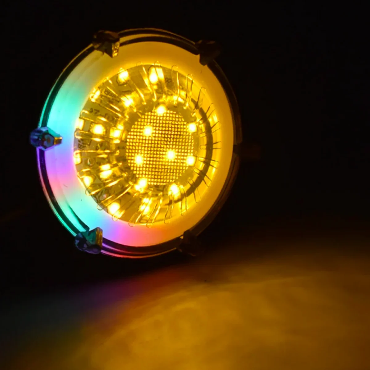 Σετ 2τμχ Προβολάκια LED Μοτοσικλέτας Πορτοκαλί Φωτισμού & RGB Ring Μαύρο