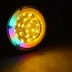 Σετ 2τμχ Προβολάκια LED Μοτοσικλέτας Πορτοκαλί Φωτισμού & RGB Ring Μαύρο