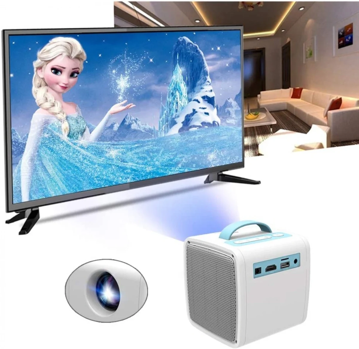 Mini Παιδικός Φορητός Βιντεοπροβολέας Led Multimedia USB, SD, HDMI, AV Προβολέας - Προτζέκτορας Projector Home Cinema με Τηλεχειριστήριο