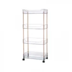 Ακρυλικό Τρόλεϊ με Τέσσερα Επίπεδα Μπάνιου - Κουζίνας με Ρόδες 40.5x22.5x65 cm