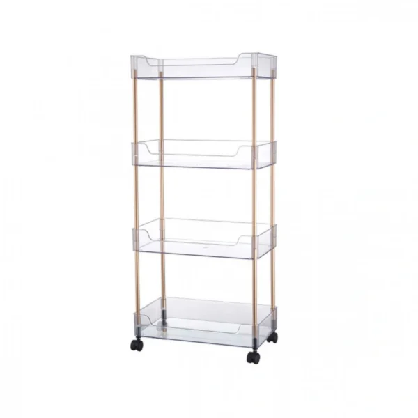 Ακρυλικό Τρόλεϊ με Τέσσερα Επίπεδα Μπάνιου - Κουζίνας με Ρόδες 40.5x22.5x65 cm