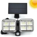 Στεγανός Επιτοίχιος Ηλιακός Προβολέας 120 LED με Φωτοβολταϊκό Πάνελ & Αισθητήρα Κίνησης - Μαύρο