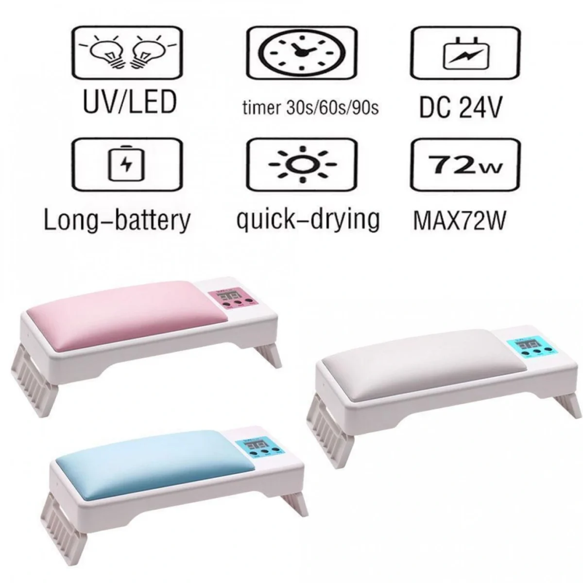 Πτυσσόμενο Σκαμπό Χεριών με Μαξιλάρι & UV Λάμπα Πολυμερισμού για Ημιμόνιμο Μανικιούρ - SUN Handpillow Nail LED YC-09