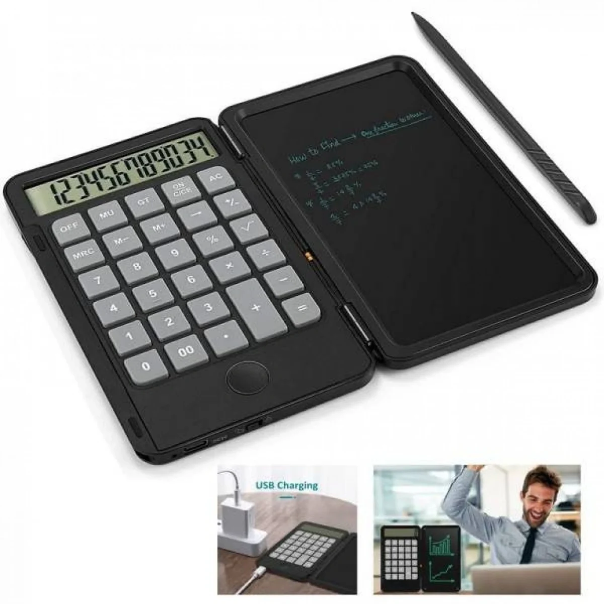 Αριθμομηχανή και Ψηφιακό Σημειωματάριο 6,5″ LCD 2 σε 1 Επαναφορτιζόμενο