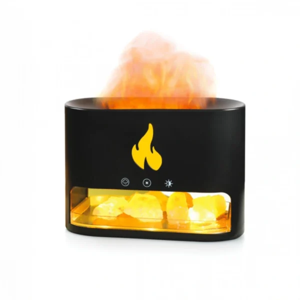 Υγραντήρας Υπερήχων & Συσκευή Αρωματοθεραπείας 250ml USB με LED Φωτισμό Εφέ Φλόγας & Κρυσταλλικό Αλάτι - Aroma Diffuser