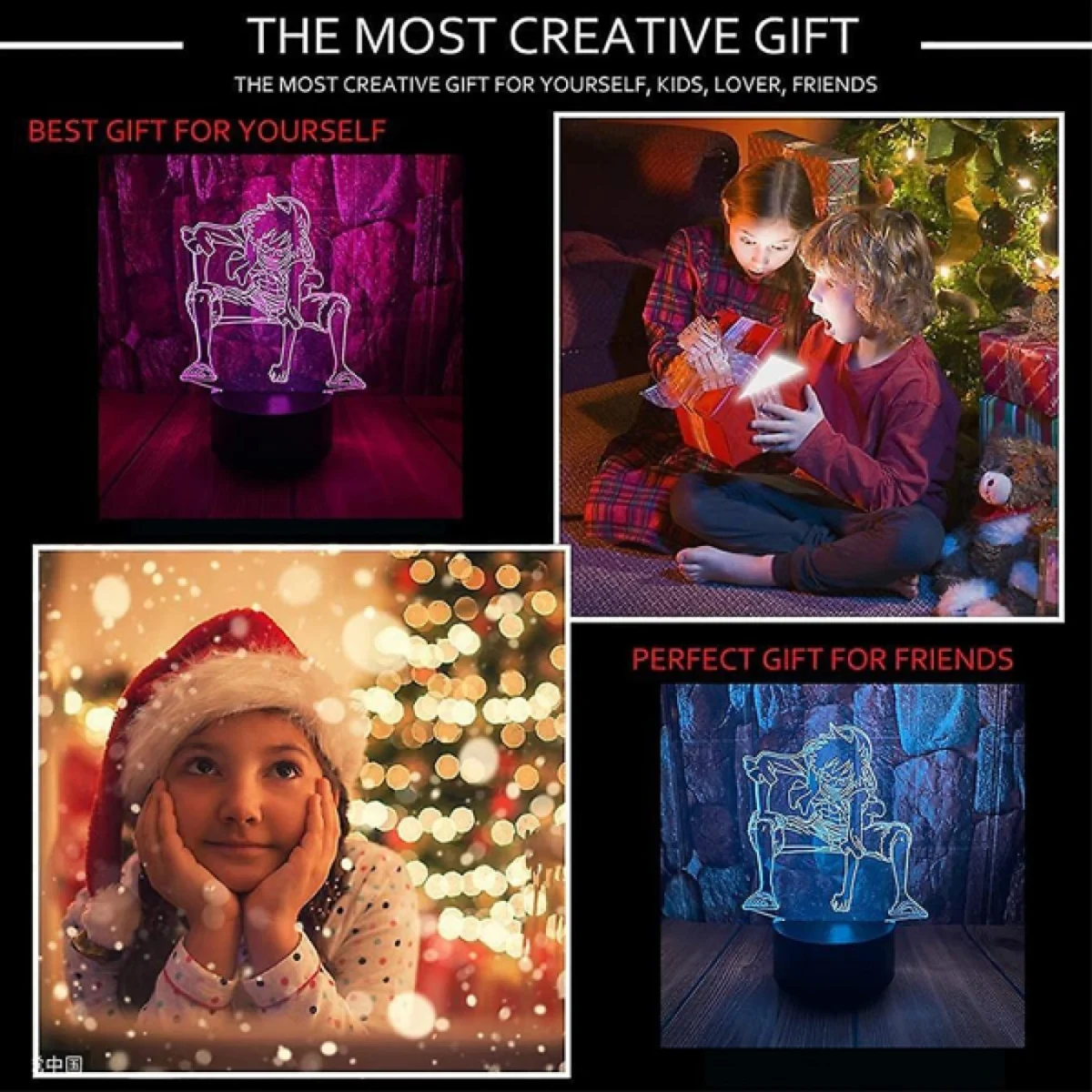 LED 3D Τρισδιάστατο Φωτιστικό - Illusion Led One Piece Monkey D. Luffy